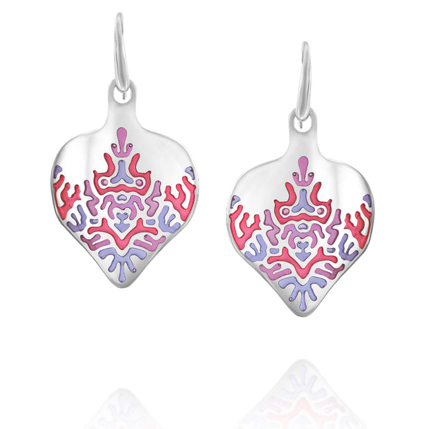 Reaction Diffusion earrings, colorful sterling silver earrings